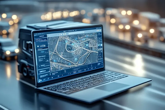 Laptop z mapą na biurku